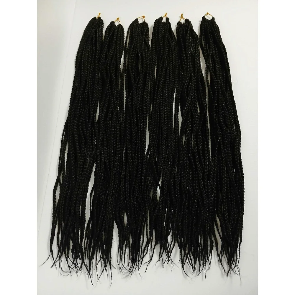 26 Inch Pre-Looped Crochet Box Braids Natural Black Synthetic Hair 6 Packs